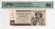 CZECHOSLOVAKIA 50 KORUN 1950 PMG 66 EPQ 127.18 US$  +  23.12 US$ shipping