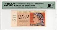 CZECHOSLOVAKIA 20 KORUN 1949 SPECIMEN PMG 66 EPQ 127.18 US$  +  23.12 US$ shipping