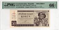CZECHOSLOVAKIA 50 KORUN 1950 SPECIMEN PMG 66 EPQ 127.76 US$  +  23.23 US$ shipping