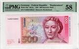 GERMANY 500 MARK 1991 REPLACEMENT RARE PMG 58 693.72 US$647.48 US$  +  57.81 US$ shipping