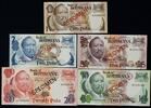 BOSTWANA 1,2,5,10,20 PULA 1976-1979 SPECIMEN UNC 92.50 US$  +  23.12 US$ shipping