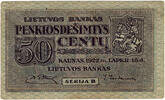 LITHUANIA 50 CENTU 1922 VERY RARE VF+ 404.67 US$289.05 US$  +  23.12 US$ shipping