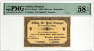 AUSTRIA, BRAUNAU 5 KREUTZER 1849 PMG 58 EPQ 138.74 US$  +  23.12 US$ shipping