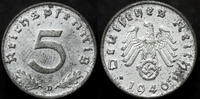 Deutsches Reich 5 Reichspfennig 1940 D FANTASTIC CONDITION UNC- 114.46 US$91.34 US$  +  23.12 US$ shipping