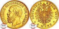 5 Mark 1877 G BADEN J 185 - geprägt unter Großherzog Friedrich I. VZ