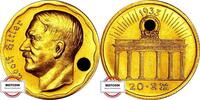 20 Reichsmark 1933 / 1970 DRITTE REICH Phantasieprägung Adolf Hitler / Brandenburger Tor - TOP - SEHR SELTEN fast STG
