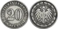 DEUTSCHLAND 20 Pfennig J 14 - Kursmünze aus dem Kaiserreich -