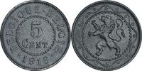 5 Centimes 1916 KÖNIGREICH BELGIEN J N608 - Kursmünze aus dem Königreich Belgien fast STG