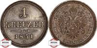 ÖSTERREICH 1 Kreutzer JI 286 - Kursmünze - wurde nur 1851 in dieser Form geprägt -
