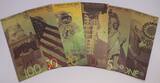 US Paper Money  Concept Currency Art Set of (6) Notes US $1 to $100 Novelty 24K Gold Foil GFS09