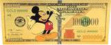 US Paper Money  Mickey Mouse Minnie Daisy Donald Goofy Pluto Disney 24K Gold Foil Note Set GFS13