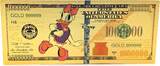 US Paper Money  Mickey Mouse Minnie Daisy Donald Goofy Pluto Disney 24K Gold Foil Note Set GFS13