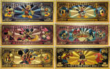 US Paper Money  Mickey Minnie Donald Daisy Duck Goofy Pluto 24K Gold Foil Plated Note Set XS13