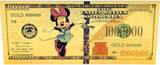 US Paper Money  Mickey Mouse Minnie Daisy Donald Goofy Pluto Disney 24K Gold Foil Note Set GFS13