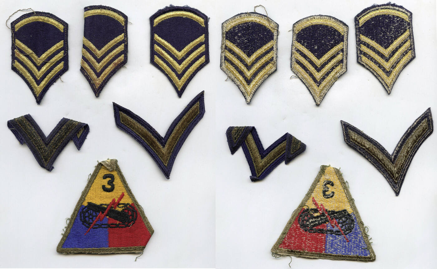 Sonstiges World War 2 Post Korea US Army Patches Lot Sergeant Private  Armored Div - B433