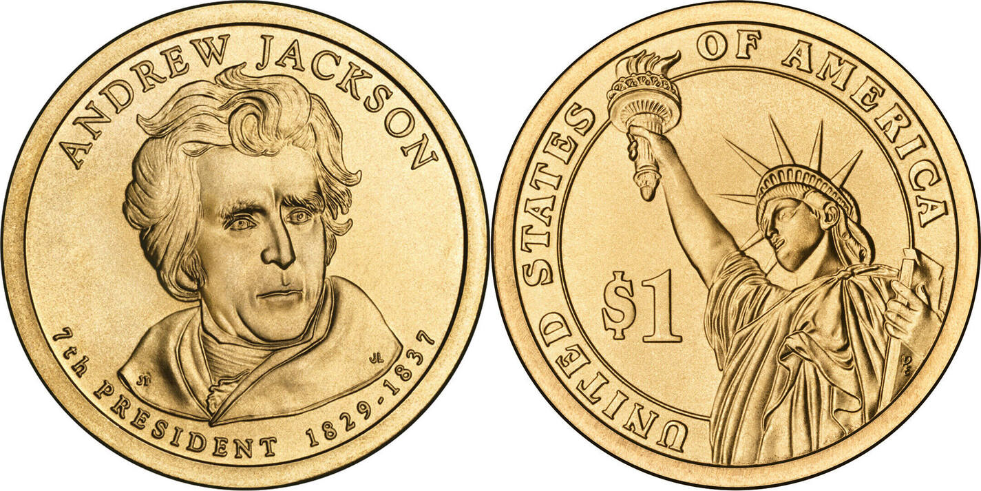 USA 1 Coin 2008 P Andrew Jackson Presidential Golden Dollar