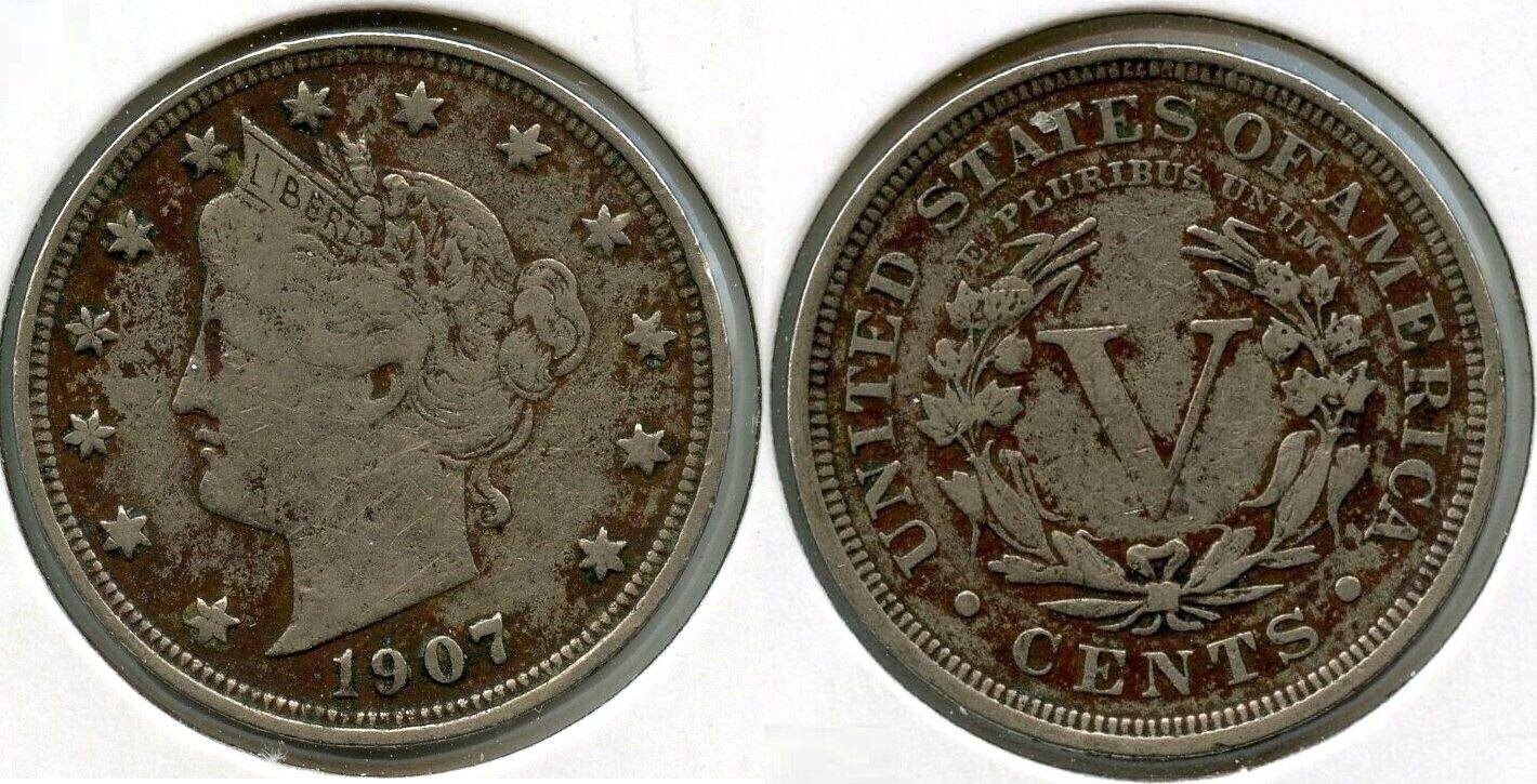 USA 1907 Liberty V Nickel Five Cents BQ890 MA Shops