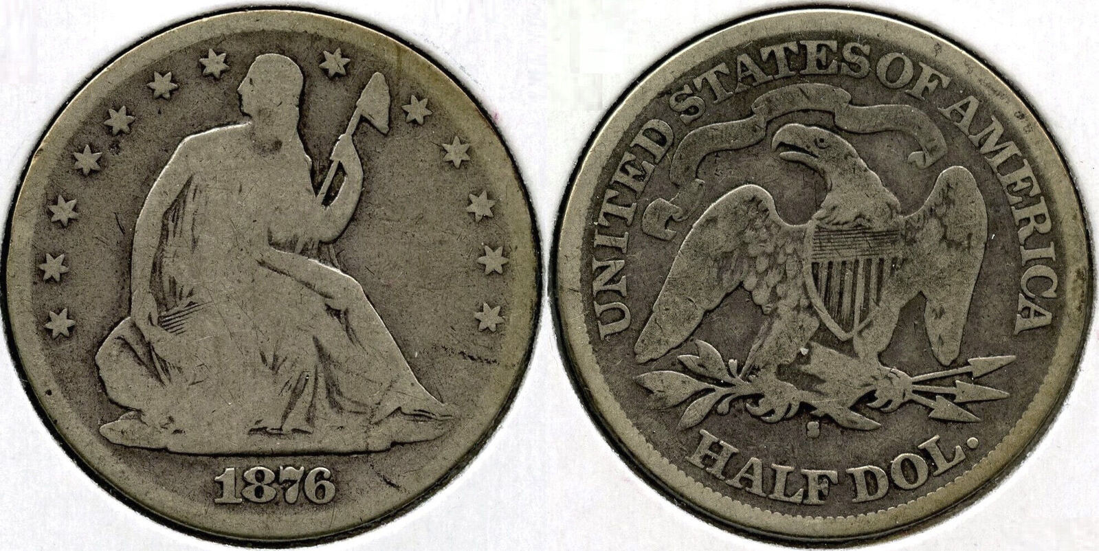 USA Half Dollar 1876 S Seated Liberty Silver San Francisco Mint