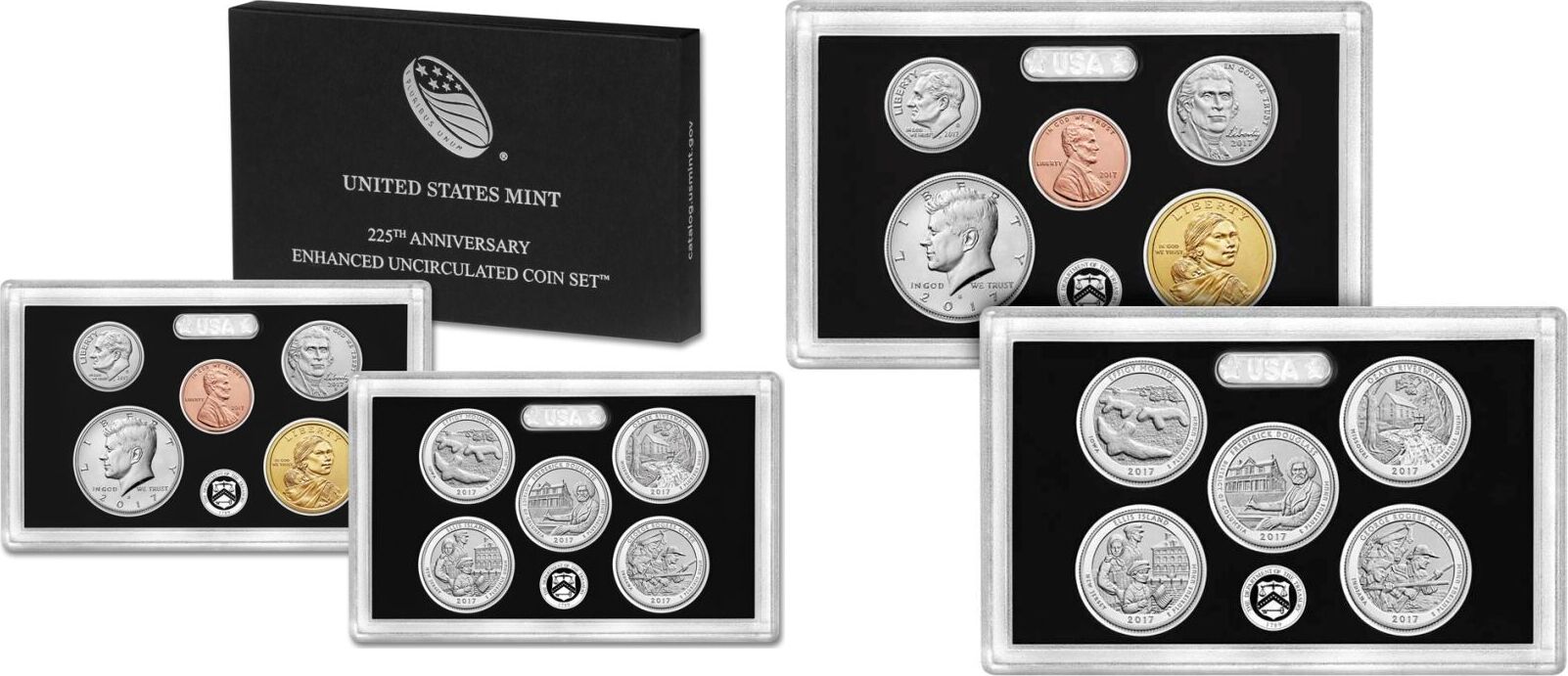 USA 2017 Lot of Five Enhanced Uncirculated 10 Coin Set 225th