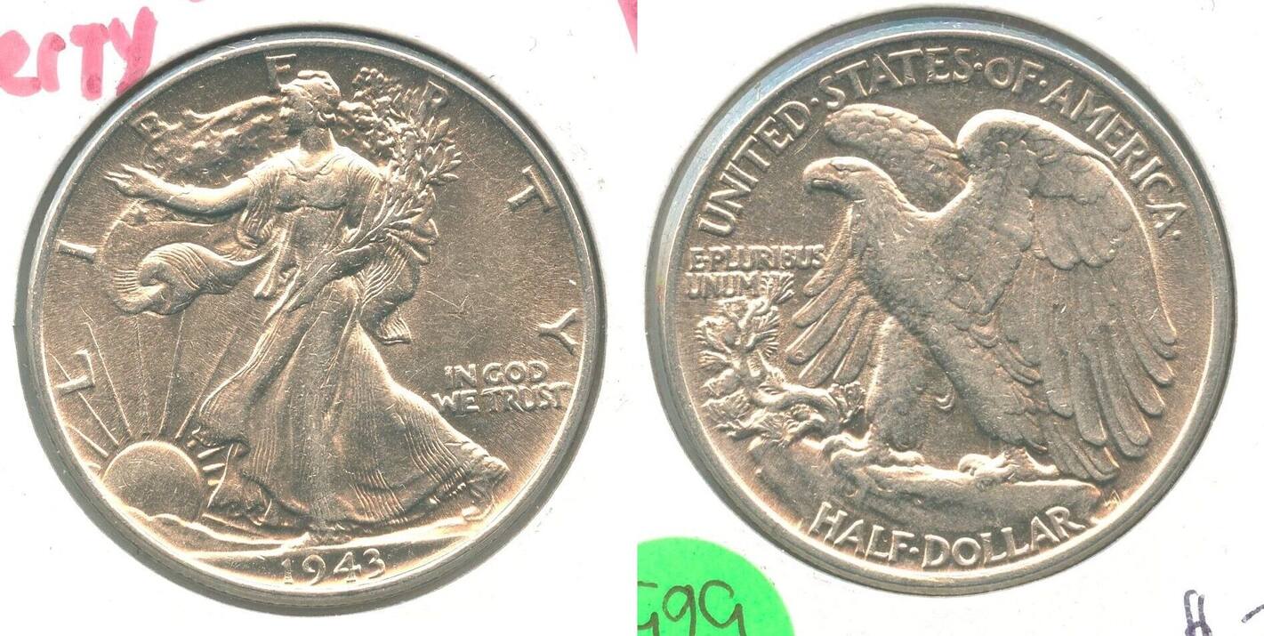 USA Half Dollar 1943 P Walking Liberty Silver Philadelphia Mint