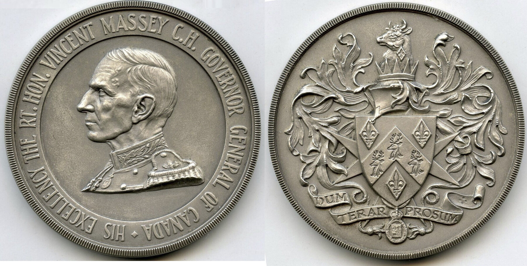 Medal Vincent Massey Governor General Canada Silver Round - E909 | MA-Shops