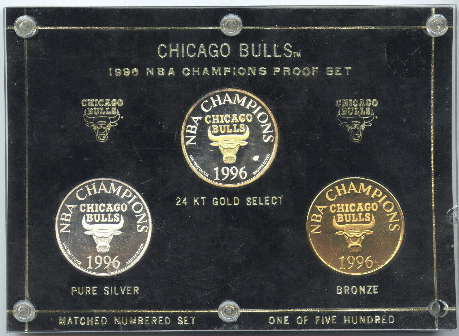 Anlagemünzen Medal 1996 Chicago Bulls NBA Champions 3- Set Silver