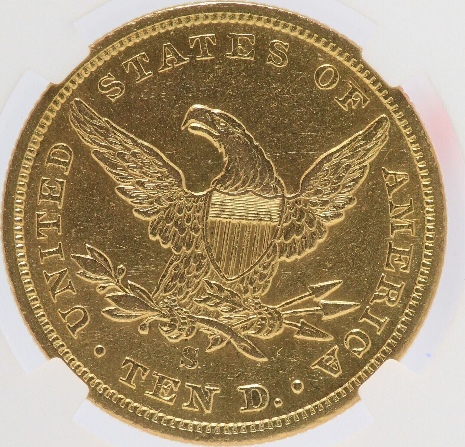 USA $10 Gold 1864-S Liberty NGC AU Details Certified Coin