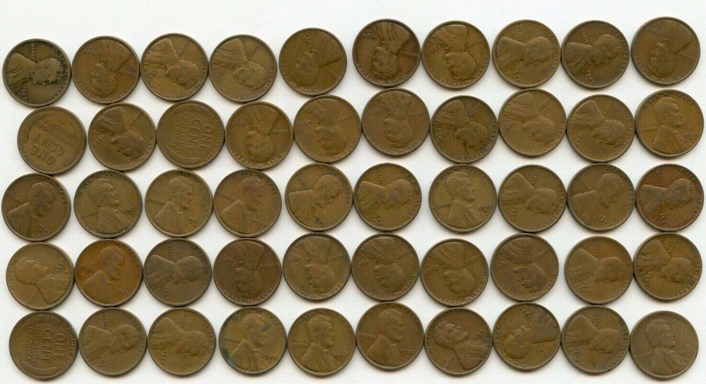 1925-D LINCOLN WHEAT CENT ROLL 50 nice coins