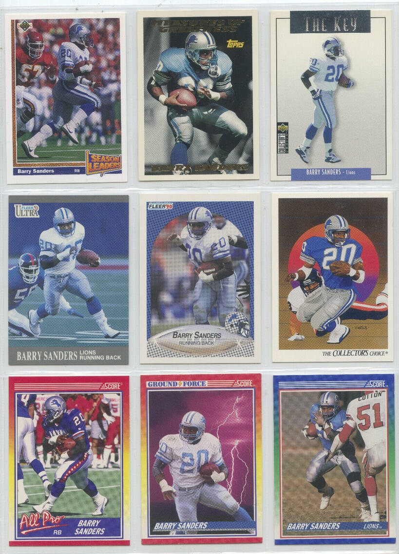 1990 Pro Set Detroit Lions Team Set with 4 Barry Sanders - 30 Cards