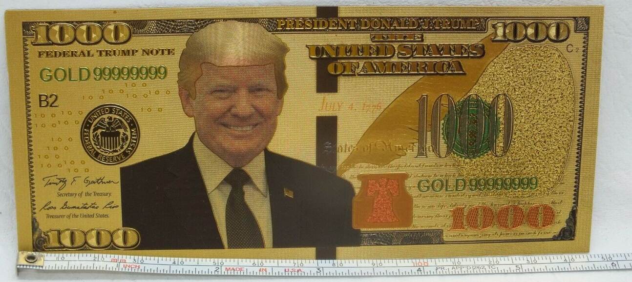 USA Banknoten President Donald J Trump $1000 Novelty 24K Gold Foil ...