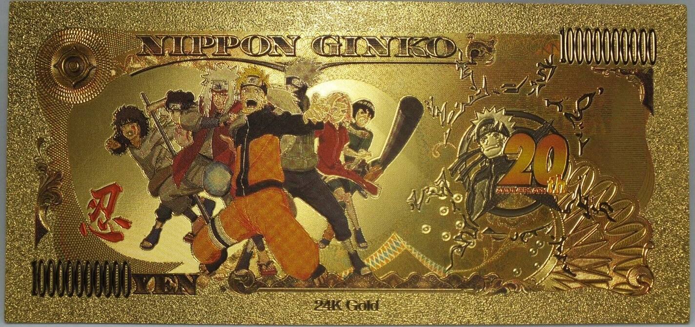 USA Banknoten Naruto 20th Anniversary 10B Yen Novelty 24K Gold