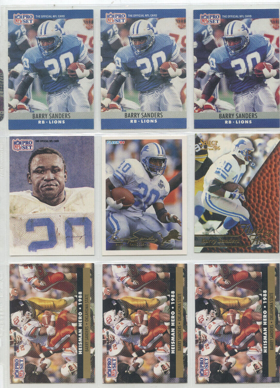 Lot of 10 Detroit Lions Football Cards