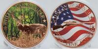 Anlagemünzen Medal White Tailed Deer Rifle American Flag 1 Oz 999 Fine Copper Round - JP727 -
