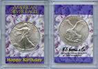 Anlagemünzen Happy Birthday 2024 American Silver Eagle 1 oz Coin Holder BU Uncirculated Gift -