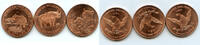 Anlagemünzen Medal African Wildlife Lot of 3 Copper Rounds 1 oz Elephant Rhino Bear - KR935 -
