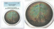 Anlagemünzen Dollar American Eagle 1 oz Silver PCGS MS69 Toning Toned Coin - E559 -