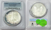 Anlagemünzen Dollar American Eagle 1 oz Silver PCGS MS 68 Toning Toned Bullion - E615 -