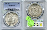 USA Dollar 1892-O Morgan Silver PCGS MS63 Certified - New Orleans Mint - J357 -