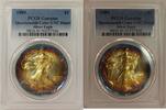 Anlagemünzen $1 Rainbow Toned Silver Eagle ASE PCGS Genuine Unc Quest Color ???? LH657 -