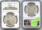 USA Dollar Morgan Silver NGC MS 67 Certified - Philadelphia Mint - J655 -
