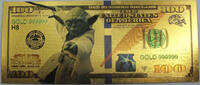 USA Banknoten Yoda Jedi Star Wars $100 Novelty 24K Gold Plated Foil Note Bill GFN67 -