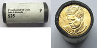 USA $25 Coin 2015-P John F Kennedy JFK Presidential $1 Dollar US Mint Roll - J700 -
