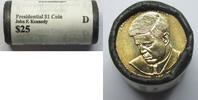 USA $25 Coin 2015-D John F. Kennedy JFK Presidential $1 Dollar US Mint Roll - J707 -