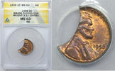 USA Cent Lincoln Wheat Penny ANACS MS63 RB Major Curved Clip - K06 -