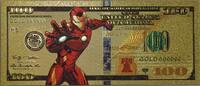 USA Banknoten $100 Iron Man Marvel Comics Novelty 24K Gold Foil Plated Note Bill GFN59 -