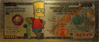 USA Banknoten Bart Simpson The Simpsons $100 Novelty 24K Gold Foil Plated Note Bill GFN78 -