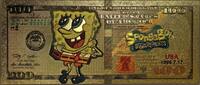 USA Banknoten SpongeBob SquarePants Cartoon $100 Novelty 24K Gold Foil Plated Note Bill GFN79 -