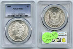 USA Dollar Morgan Silver PCGS MS 63 Certified - Philadelphia Mint - K612 -