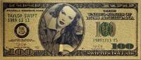 USA Banknoten Taylor Swift $100 Federal Reserve Note Novelty 24K Gold Foil Plated Bill XX002 -