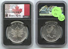 Anlagemünzen Canada $5 Burnished Maple Leaf 1 oz Silver NGC MS70 First Day Taylor L722 -